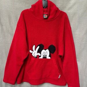 Disney Vintage Red Fleece Hoodie with Mickey Mouse Design by Mickey Unlimited
